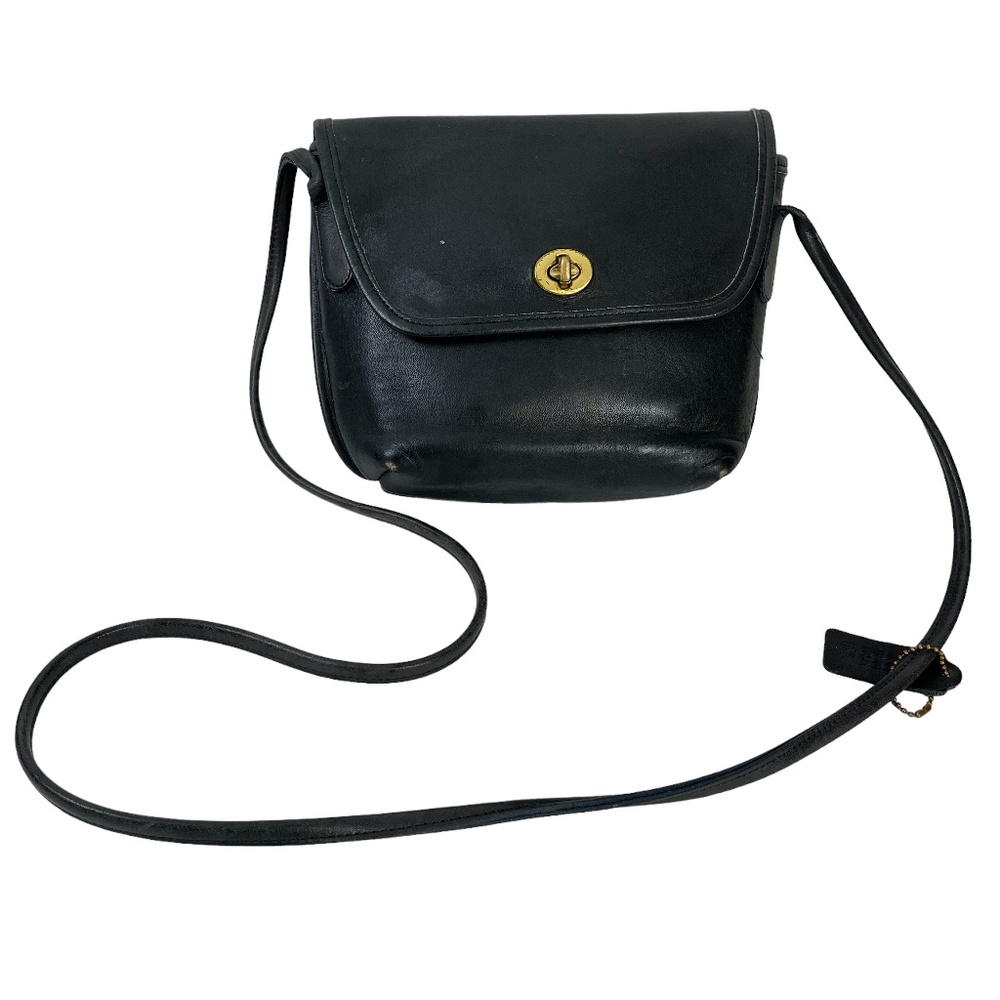 COACH QUINCEY Bag VINTAGE Black Genuine Leather Turn Lock 9919 Crossbody Purse